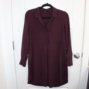 Aritzia Babaton Long Sleeve Shirt Dress Size XXsmall Burgundy